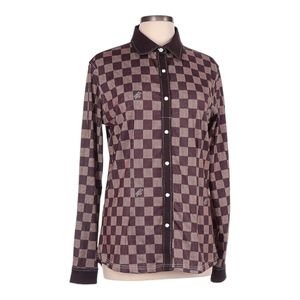 RANCH DRESS'N Fallon Taylor Chocolate Check Performance Rodeo Cowgirl shirt 3XL